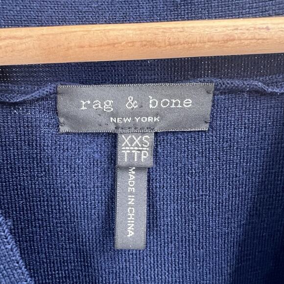 Rag & Bone Navy Blue Merino Wool Long Sleeve Stripe Tunic Sweater Womens XXS - Picture 6 of 7
